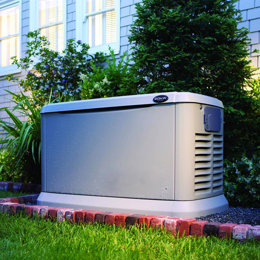 Power Outage Residential electrical backup generator installed outside a home for automatic power supply during outages, provided and serviced by AP Plumbing and Electrical Services