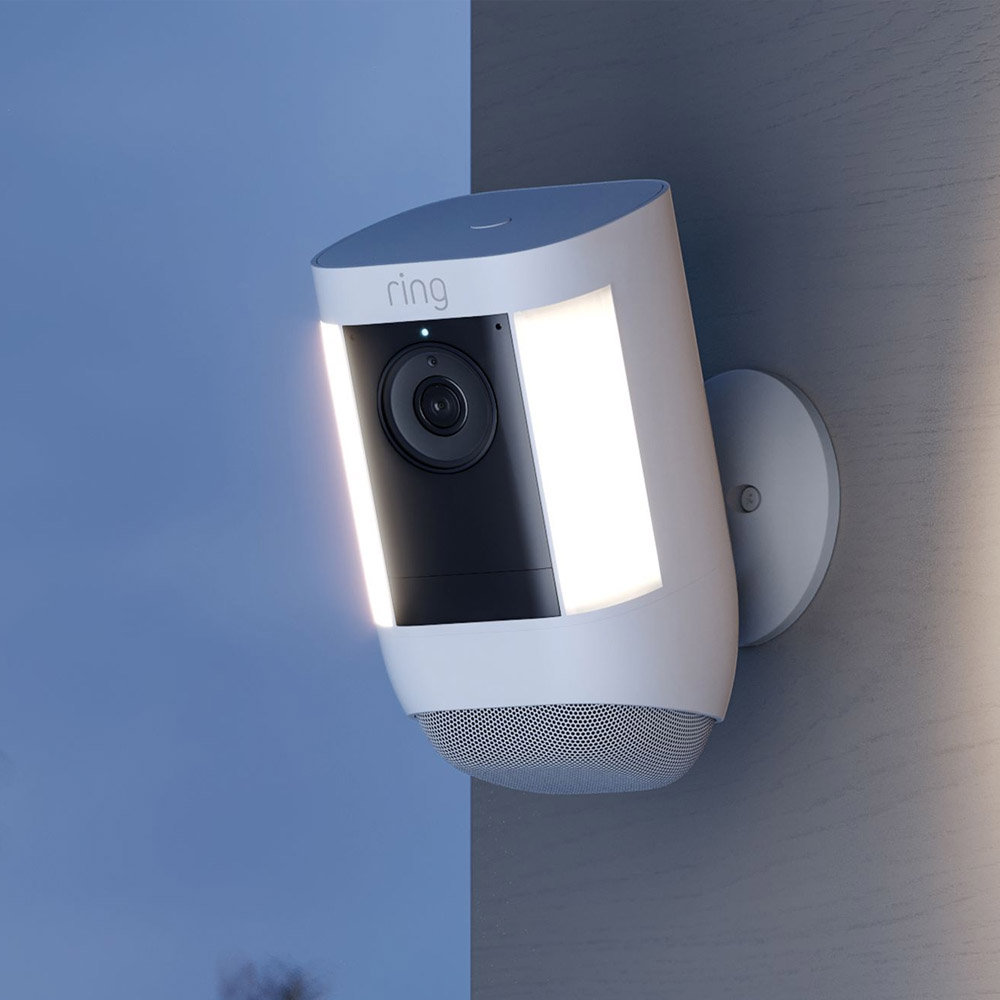Security and Safety Ring brand CCTV home security camera installed on the exterior of a home, providing video surveillance services from AP Plumbing and Electrical Services